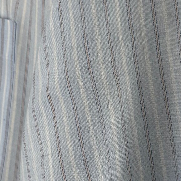 Vintage 80's Blue & White Striped Button Up Short Sleeve XL Shirt By Botany - Picture 8 of 11